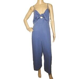 Old Navy Blue Denim Jean Tie Front Long Jumpsuit Size  Small  NWT  $44.99.   T25